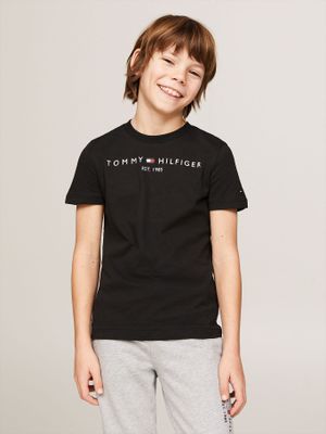 Polera Kids Essential Logo C-Neck Negro Tommy Hilfiger