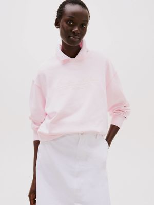 Polerón Cuello Redondo Con Logo Rosado Tommy Hilfiger