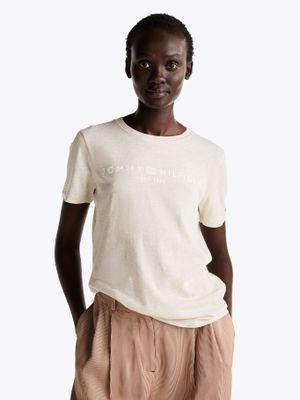 Imagen 1 del producto Polera Signature Con Logo Beige HGE Tommy Hilfiger