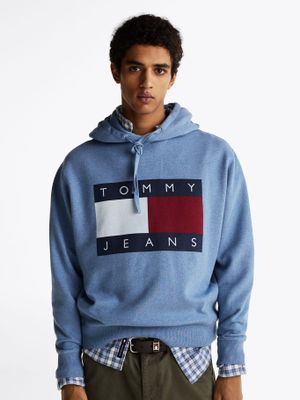 Polerón Hoodie Relaxed Mélange Logo Celeste Tommy Jeans