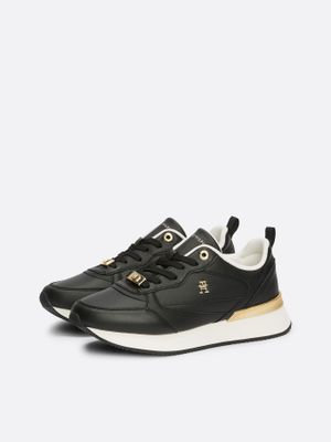 Zapatillas Running De Cuero Negro Tommy Hilfiger