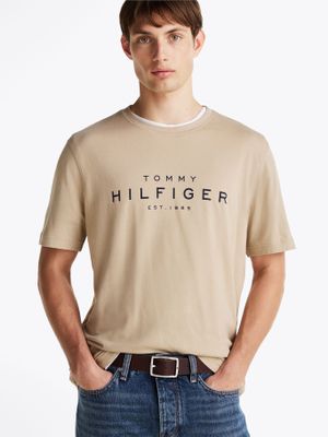 Polera Big Logo Regular Fit Beige Tommy Hilfiger