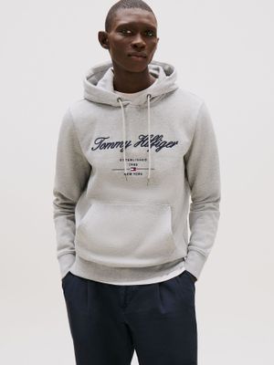 Polerón Hoodie Script Logo Gris Tommy Hilfiger