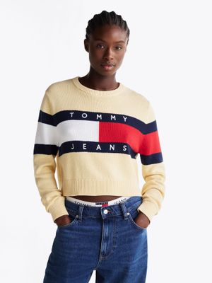 Sweater Color Block Relaxed Con Logo Amarillo Tommy Jeans