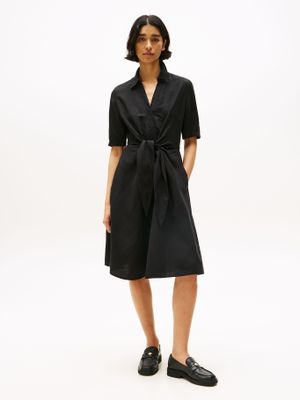 Vestido Camisero De Lino Negro Tommy Hilfiger