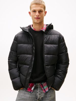 Parka Acolchada Hooded Con Logo Negro Tommy Jeans