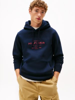 Polerón Hoodie Oval Log Gráfico Azul Tommy Hilfiger