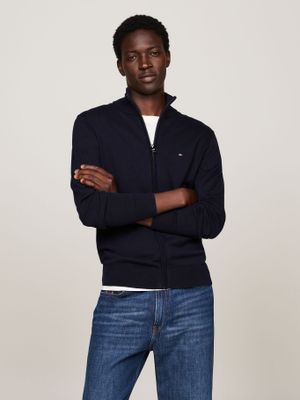 Sweater Essential Cotton Con Cierre Azul Tommy Hilfiger