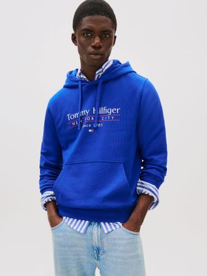 Polerón Hoodie Center Stack Logo Azul Tommy Hilfiger