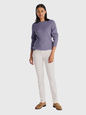 Sweater De Tejido Cable Lila Tommy Hilfiger