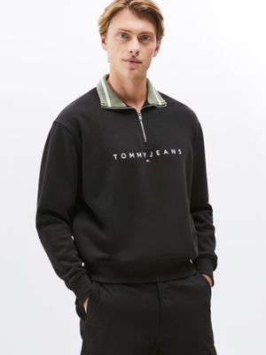 Polerón Relaxed Con Medio Cierre Negro Tommy Jeans