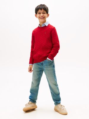 Imagen 2 del producto Sweater De Niño De Punto Trenzado Rojo Tommy Hilfiger