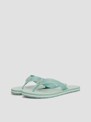 Sandalias Tejido Trenzado Rayas Verde Tommy Hilfiger