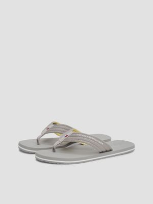 Sandalias De Tela Trenzada Con Logo Gris Tommy Hilfiger