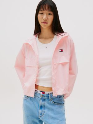 Chaqueta Cortavientos Con Parche Rosado Tommy Jeans