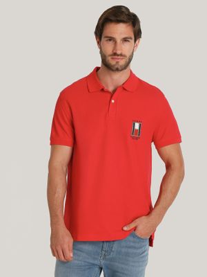 Polo Corte Logo Regular Vertical Rojo Tommy Hilfiger