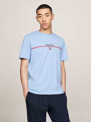 Polera Con Logo Stripe Celeste Tommy Hilfiger