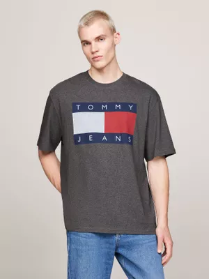 Polera Melange Flag Relaxed Fit Gris Tommy Hilfiger