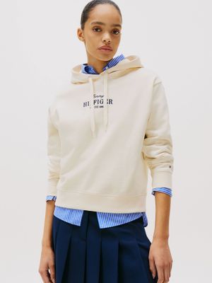 Polerón Hoodie AEF Logo Bordado Beige Tommy Hilfiger