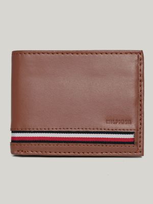 Billetera Solid De Cuero Café Tommy Hilfiger