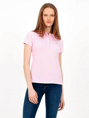 Polo Solid Slim Fit Con 5 Botones Rosado Tommy Hilfiger