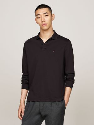 Polo Liquid Cotton Con Logo Negro Tommy Hilfiger