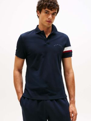 Polo Regular Fit Stripe Logo Azul Tommy Hilfiger