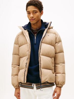 Parka Essential Acolchada Con Gorro Beige Tommy Jeans