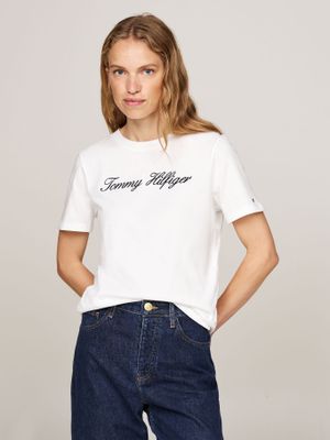 Polera Logo Script Regular  Blanco 02Z Tommy Hilfiger