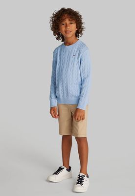 Sweater De Punto Cuello Redondo Celeste Tommy Hilfiger