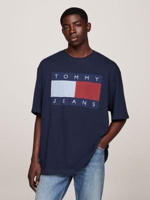 Polera Melange Flag Relaxed Fit Azul Tommy Hilfiger