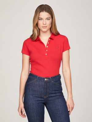 Polo Solid Slim Fit  5 Botones Rojo XLG Tommy Hilfiger