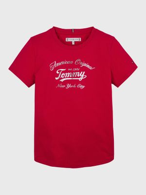 Polera Script Logo Metalizado Rojo Tommy Hilfiger