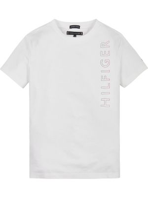 Polera De Niño Con Logo Vertical Blanco Tommy Hilfiger