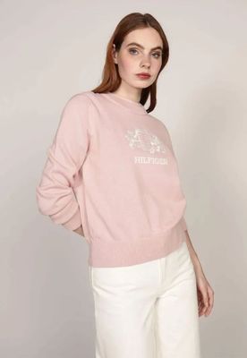 Sweater C-Neck Con Logo Rosado Tommy Hilfiger