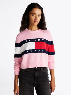Imagen 1 del producto Sweater Color Block Relaxed Con Logo Rosado Tommy Jeans