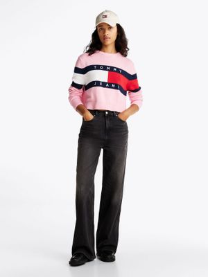 Imagen 2 del producto Sweater Color Block Relaxed Con Logo Rosado Tommy Jeans