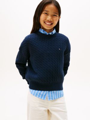 Sweater Trenzado Azul Tommy Hilfiger C1G