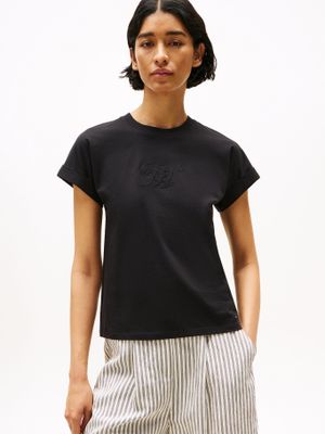 Polera Con Logo Floral Script Negro BDS Tommy Hilfiger