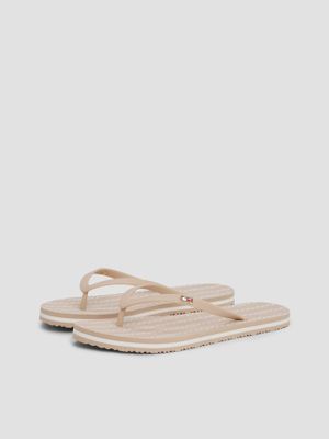 Sandalias Con Logo Esmaltado Beige Tommy Hilfiger