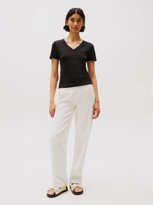 Imagen 2 del producto Polera A Rayas V-Neck Slim Fit Negro Tommy Hilfiger