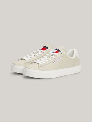 Zapatillas Essential De Cuero Logo Beige Tommy Hilfiger