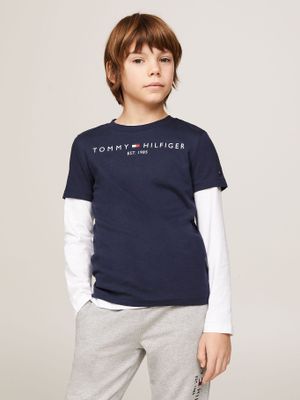 Polera Kids Essential Logo C-Neck Azul Tommy Hilfiger