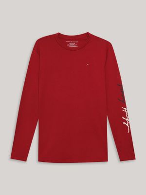 Polera De Niño Con Logo Script Rojo Tommy Hilfiger