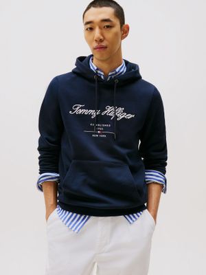 Polerón Hoodie Script Logo Azul Tommy Hilfiger
