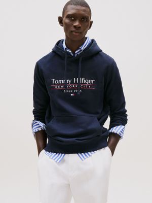 Polerón Hoodie Center DW5 Logo Azul Tommy Hilfiger