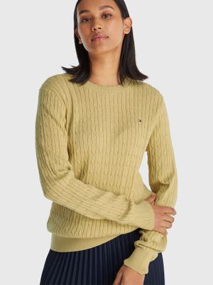 Sweater De Tejido Cable Beige Tommy Hilfiger