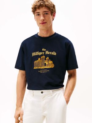 Polera Skyline Logo Relaxed Fit Azul Tommy Hilfiger