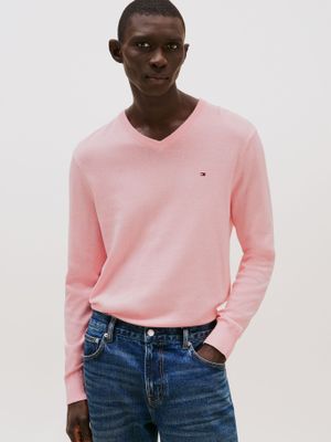 Sweater Básico Signature V-Neck Rosa Tommy Hilfiger