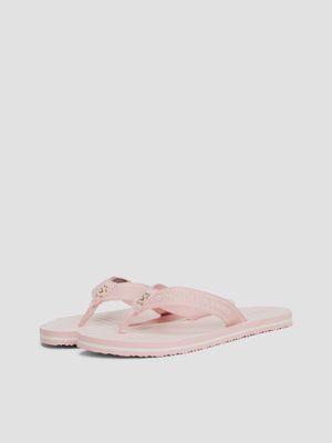 Sandalias Con Logo Y Rayas Rosado Tommy Hilfiger